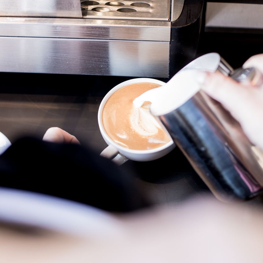 Enjoy great coffee at BECH Chocolates in the harbor of Gudhjem on Bornholm.